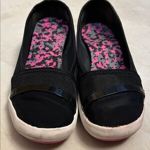 Tek Gear Black Flats with White Soles